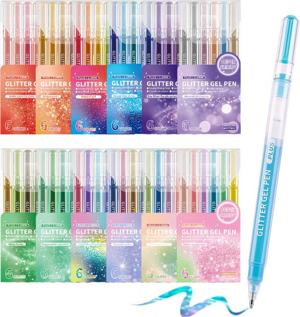 Kolorowys Glitzernde Gelstifte Multicolor mit 1,0 mm Spitzendurchmesser für schwarzes und weißes Papier - Bild 1
