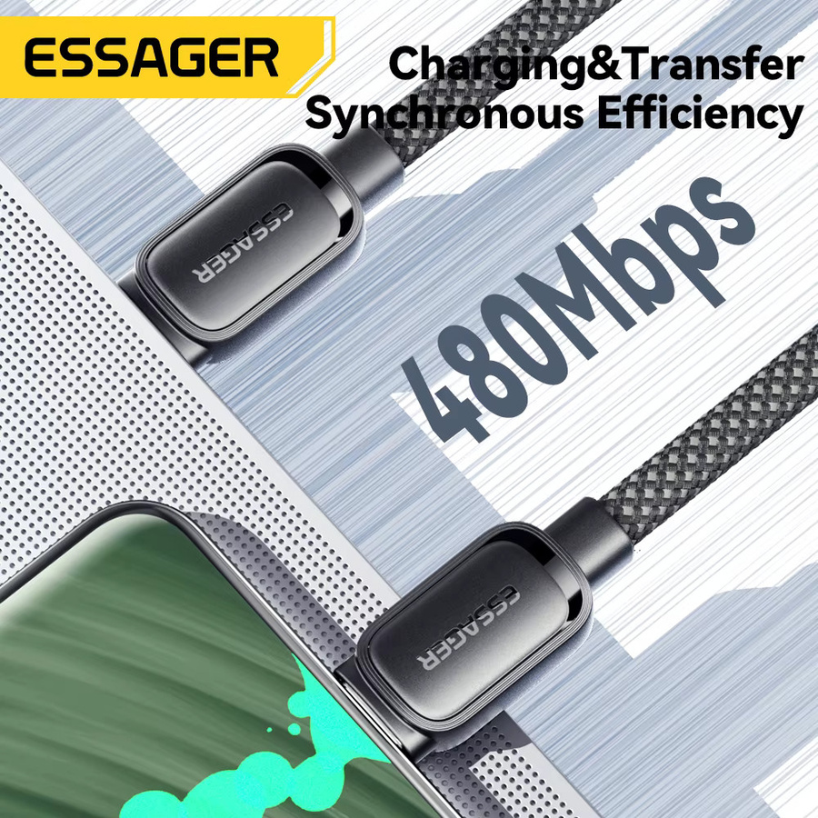 Essager 100 W USB-C PD Schnellladekabel mit magnetischer Anti-Wicklung in Schwarz - Bild 6