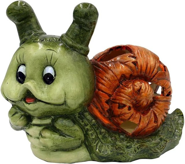 Dekohelden24 XXL Keramik Schnecke mit Windlicht als Gartendeko, Maße L/B/H: 25 x 12 x 19 cm - Bild 1