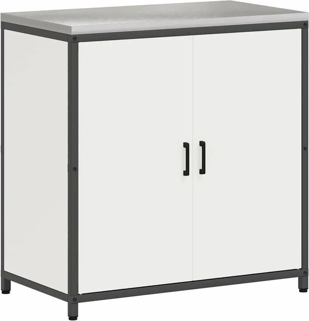 vidaXL Küchenaufbewahrung aus Metall mit Regal und Türen, Weiß, B/T/H: 60 x 50 x 92 cm - Bild 1