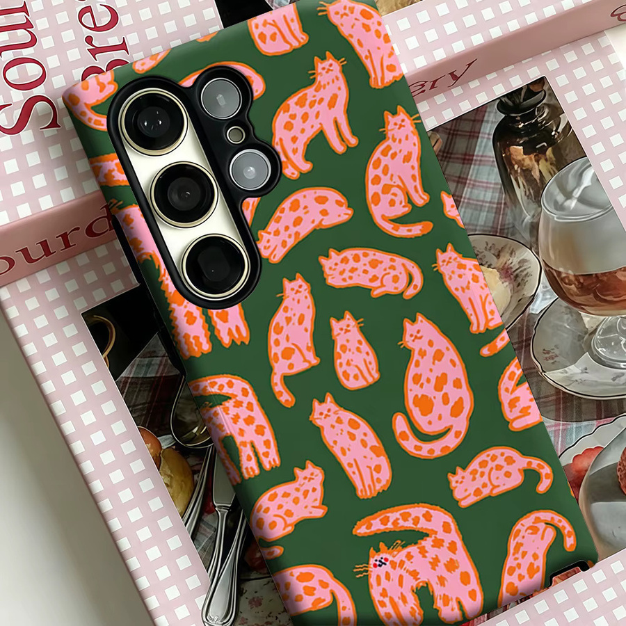 Potdemiel Handyhülle mit lustigem Retro-Katzen-Design und Punkten für Samsung Galaxy S26 S25 S24 S23 Ultra Plus, stoßfest und robust, Mehrfarbig - Bild 4