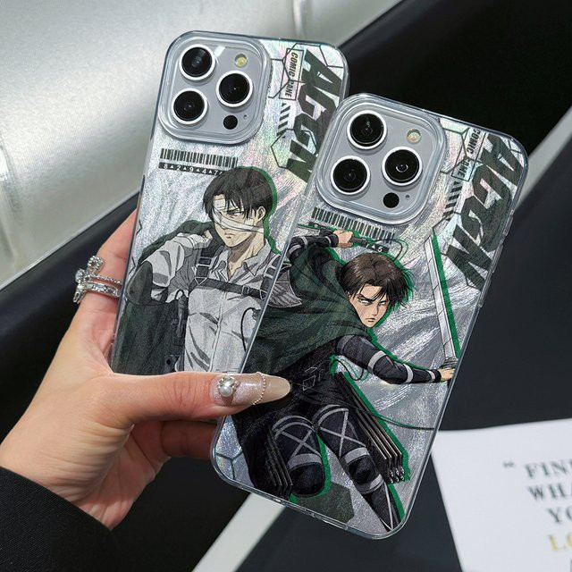 Attack Titan Jaeger Handyhülle mit Federstruktur als Hard Cover für iPhone 16 15 14 13 12 11 Pro Max Plus X Xs XR 8 7 in Multicolour - Bild 1