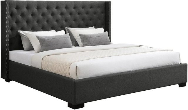 Vente-unique Bettrahmen Massimo in Grau mit Stoffbezug, B/T/H: 223,5 x 141,5 x 215,5 cm - Bild 1