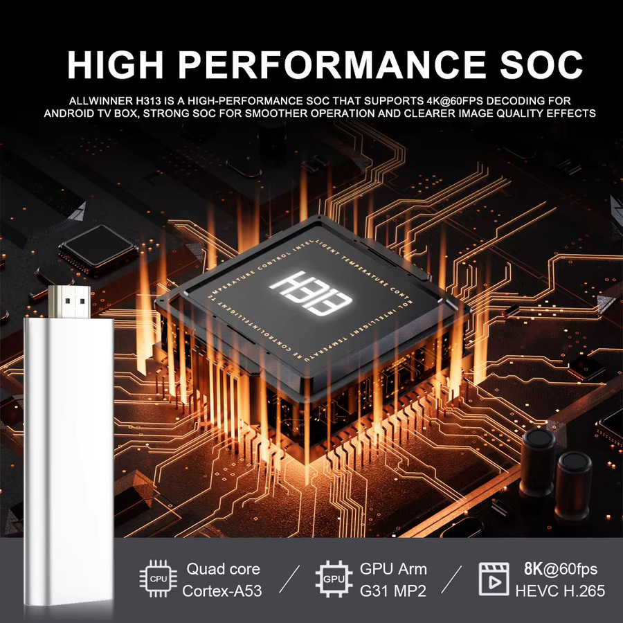 YOZHIXU Smart TV Stick Q15 Media Streamer mit Android 16, Allwinner H313, 5G Dual WLAN, Bluetooth und Google Sprachassistent in Silber - Bild 6