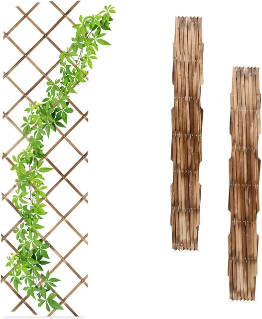 Relaxdays Rankgitter 3er Set aus Tannenholz, braun, ausziehbar, Höhe: 180 cm, Breite: 60 cm, Tiefe: 1 cm - Bild 1
