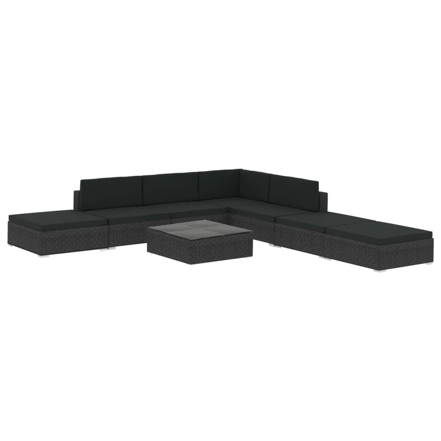 vidaXL 8-tlg Garten-Lounge-Set mit Auflagen aus Poly Rattan in Schwarz Modell 11 - Bild 2