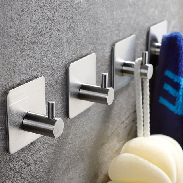 4er-Set selbstklebende Handtuchhaken aus 304 Edelstahl in Silber für Badezimmer und Haushalt - Bild 1
