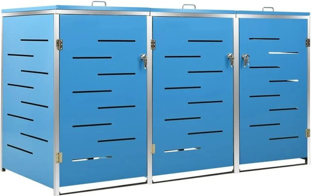 vidaXL Mülltonnenbox aus verzinktem Edelstahl in Blau B/H/T: 207 x 112,5 x 77,5 cm - Bild 1