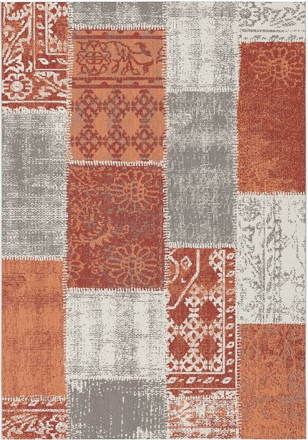 Karat Wohnteppich Patchwork aus Baumwolle und Polypropylen in Rot - Bild 1
