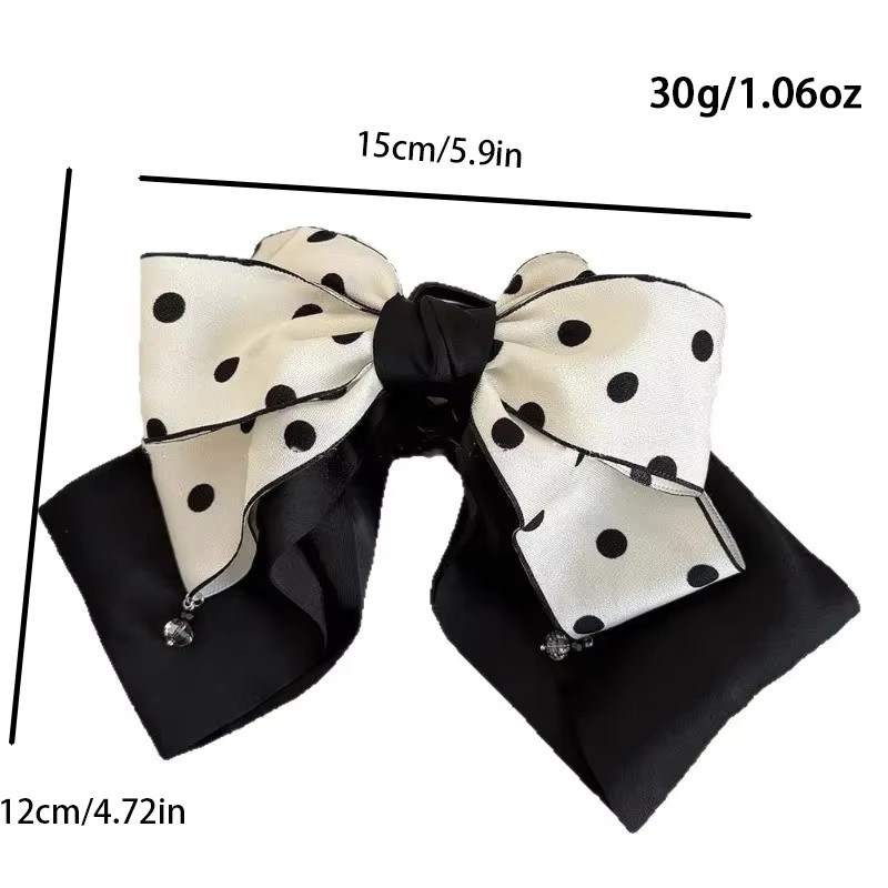 ZYFHTT Haarspange mit Polka-Dot-Muster, Schwarz-Weiß, Damen - Bild 1