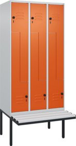 C+P Z-Spind Classic PLUS Sitzbank mit 6 Fächern und Sicherheits-Drehriegel, Kunststoff-Sitzfläche, B/T/H: 212 x 90 x 81,5 cm - Bild 1