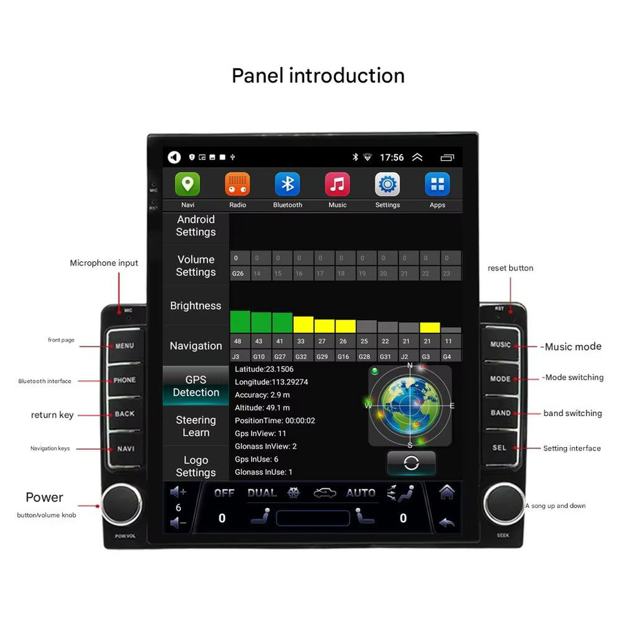 Wegonow Universelles In-Car-System mit Android 14.0, 9,7 Zoll 720P Display, 12GB RAM + 512GB Speicher, Schwarz, mit kabellosem CarPlay, 4G, WLAN und Bluetooth - Bild 4
