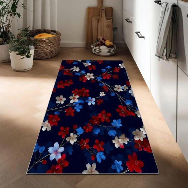 Lodestar Blumenläufer Vintage mit floralem Muster, bunt, rutschfest und waschbar, B/T/H: 60 x 40 x 1 cm - Bild 1
