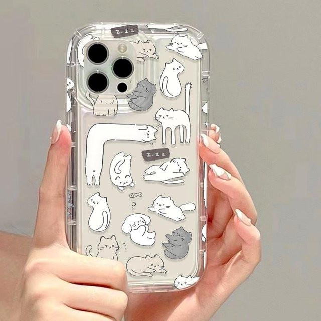 TUNEDEE Katzen Handyhülle für iPhone 11 bis iPhone 16 Pro Max, transparent, weiche Airbag Schutzhülle - Bild 1