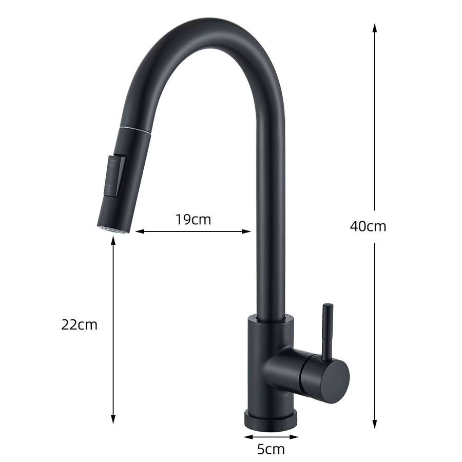 Quyanre Smarte Küchenarmatur mit Touch-Sensor und ausziehbarem 360° drehbaren Spout in Messing Gold/Schwarz - Bild 2