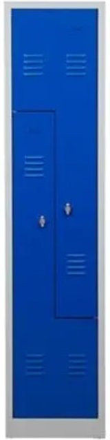 PROREGAL Garderobenspind Camel 2-Fächer-Z-Design in Grau-Blau mit Vorhängeschloss, H: 180 cm, B: 41 cm, T: 50 cm - Bild 1