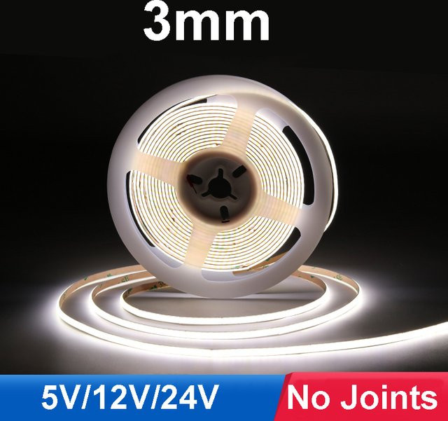 Tayire COB LED-Streifen Flexibles Lichtband mit 400 LEDs/m in Weiß, 3mm superdünn, CCT Warm-Kaltweiß, Ra90 - Bild 1