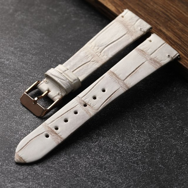 Raystray Uhrenarmband Krokodil Leder, grauweiß, Herren - Bild 1
