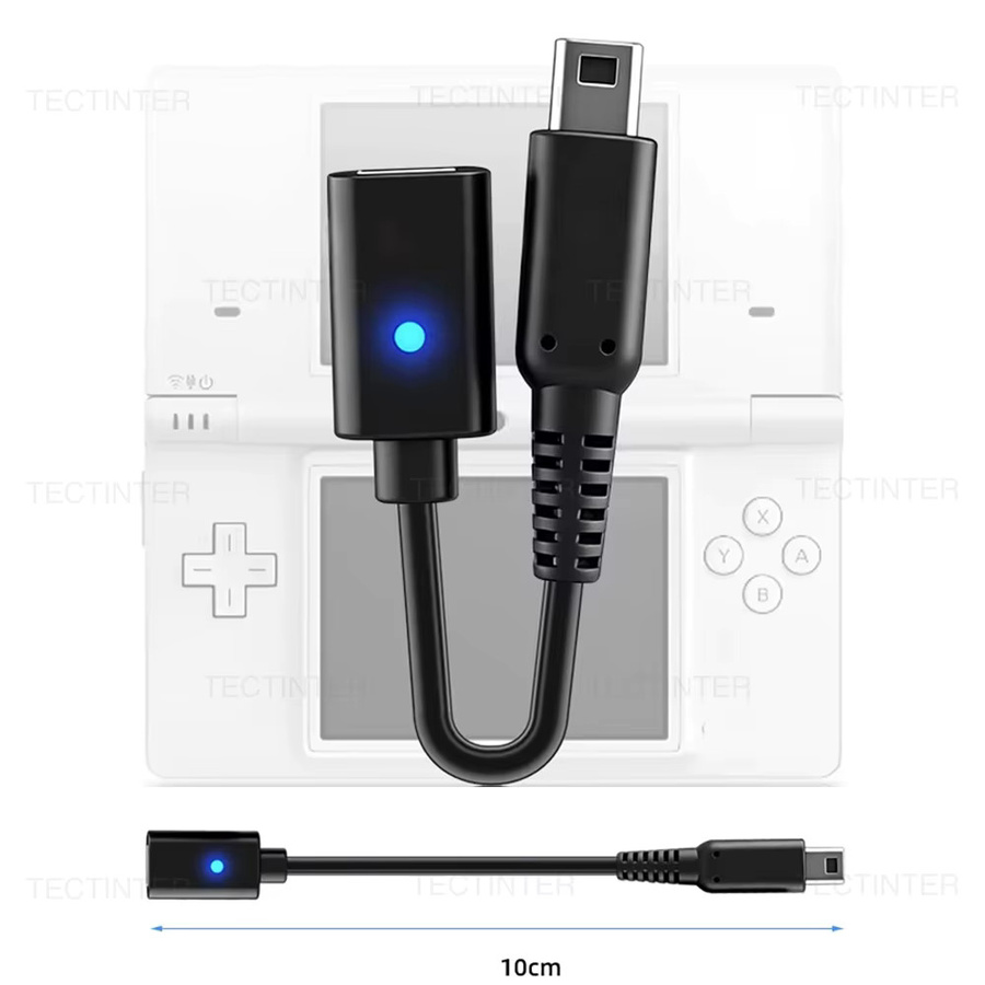USB Typ-C Ladekabel Adapter für Nintendo NDSi 2DS 3DS 3DSLL 3DSXL Spielkonsolen in Schwarz mit LED-Anzeige - Bild 2