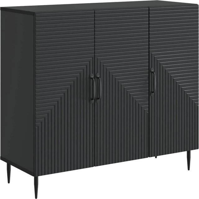 vidaXL Sideboard Schwarz Matt im Vintage-Design aus Holzwerkstoff B/T/H: 89 x 34,5 x 80 cm - Bild 1