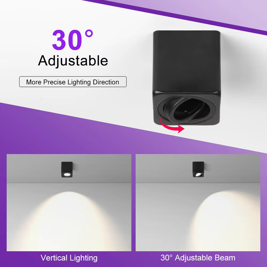 CANMEIJIA Aufputz-Downlight LED-Deckenleuchte in Schwarz mit austauschbarem GU10 Spot für Wohnzimmer und Schlafzimmer - Bild 5