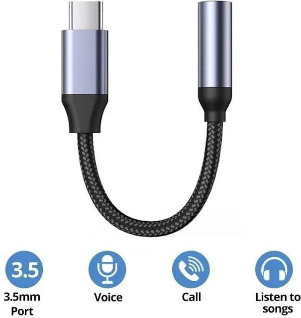 Meiteai USB Typ C auf 3,5 mm AUX Adapterkabel in Silber für Kopfhöreranschluss - Bild 1