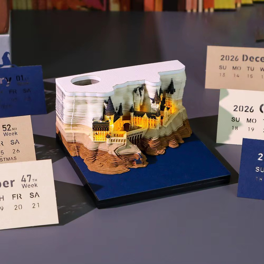 3D-Pop-Up-Kalender 2026 mit LED-Leuchten und abreißbarem Notizblock in Multicolor - Bild 4
