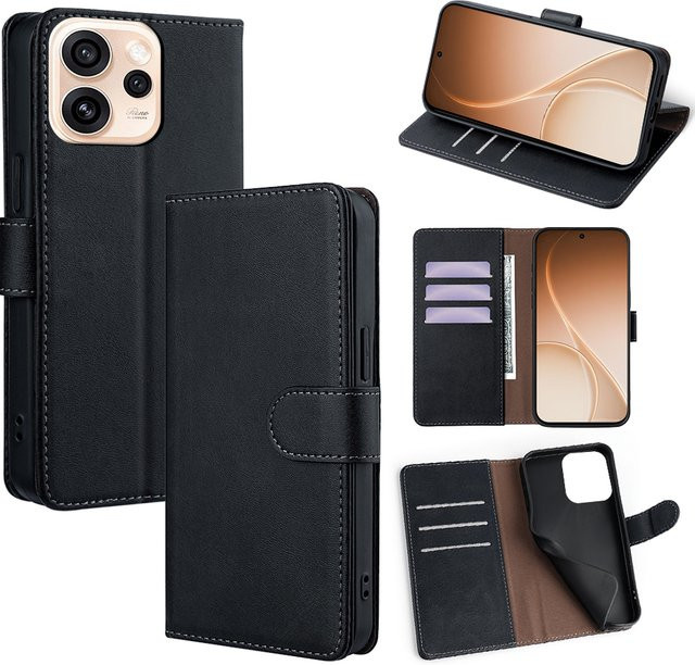 Business-Handyhülle mit Magnetverschluss für OPPO Reno 15 Pro Max, Reno 14F, 13F, Reno 14, 13, 12, 10 Pro und Find X8 Pro Ultra Flip Cover in Schwarz oder Braun - Bild 1