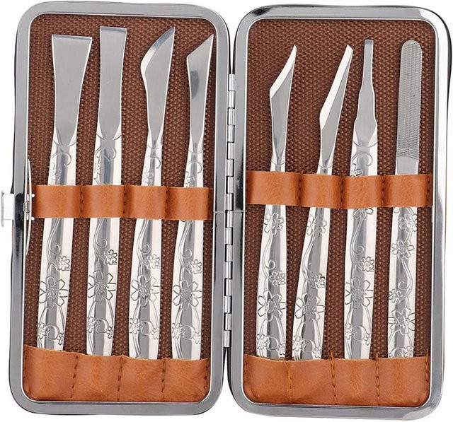 KaiSai Pediküre-Werkzeug-Set aus Edelstahl, 8-teilig, Unisex, grau - Bild 1