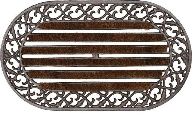 Wetterfester und rutschfester Fußabtreter aus Gusseisen von Relaxdays in Dunkelbraun/Bronze, B: 72 cm, T: 39 cm - Bild 1