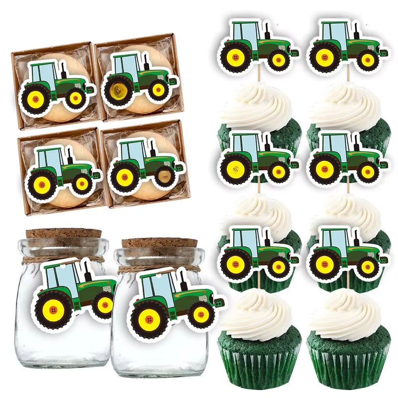Bauernhof Traktor Kuchen Topper und Papier Hänge-Tags für Kinder Geburtstag Party Deko in Mehrfarbig - Bild 3