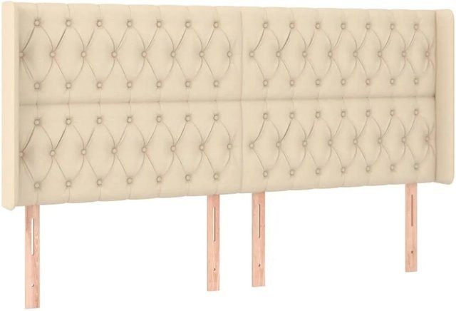 vidaXL Kopfteil mit Ohren in Creme, Stoff, B: 203 cm, T: 16 cm, H: 118/128 cm - Bild 1