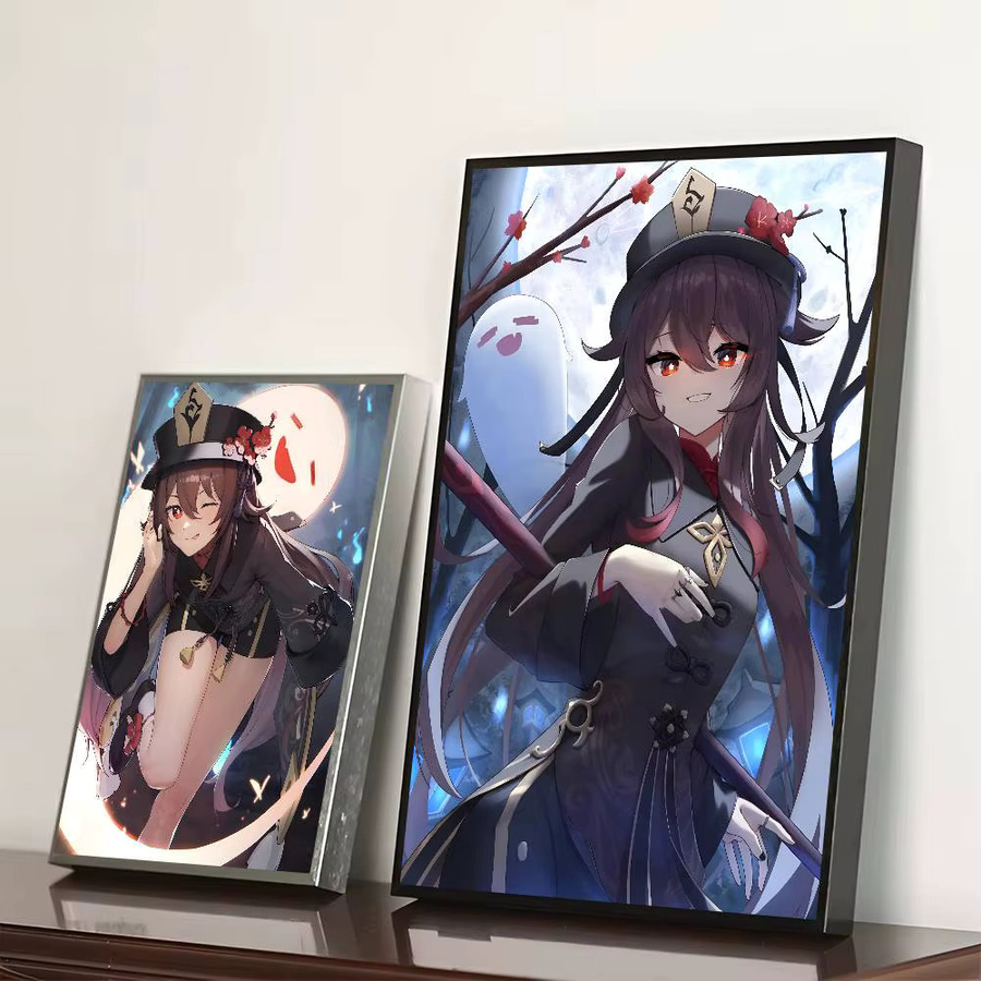 Kayou Genshin Impact Hu Tao Wandkunst-Poster, selbstklebend, Mehrfarbig, B: 20,0 cm, H: 20,0 cm, T: 15,0 cm - Bild 3