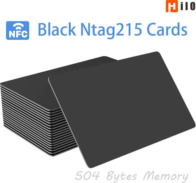 HACHANLUN NTAG215 NFC-Karten in Schwarz, wasserdichte RFID-Tags mit 13,56 MHz und 504 Bytes Speicher für dein Smartphone - Bild 1