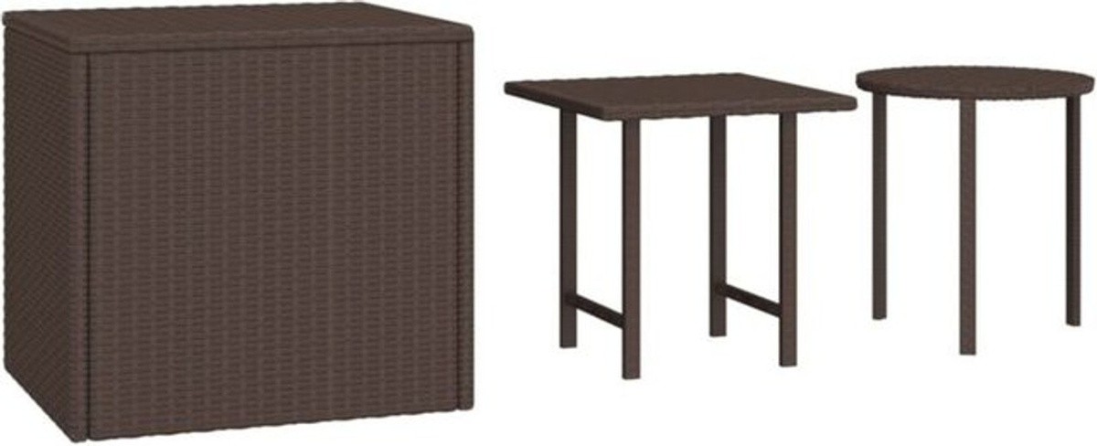 Set aus 3 Beistelltischen aus braunem Poly-Rattan von vidaXL - Bild 1