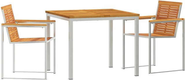 vidaXL 3-teilige Garten Essgruppe aus Massivholz Akazie in Braun für Garten und Terrasse - Bild 1