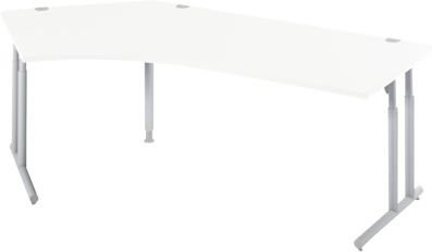 Schäfer Shop Select Winkelschreibtisch COMBITEC mit C-Fuß, 135 Grad Winkel links, weiß/weißalu, B: 216,5 cm, T: 80 cm, H: 67,7-81,7 cm - Bild 1