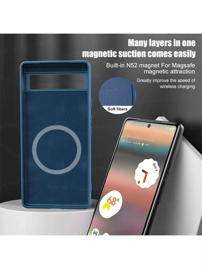 Original Flüssigsilikon Candy Color Wireless Charging Case für Google Pixel 10, 9 Pro XL, 8, 7, 6A/Pro in Grau und Blau mit Silky Touch und stoßfester Abdeckung - Bild 5
