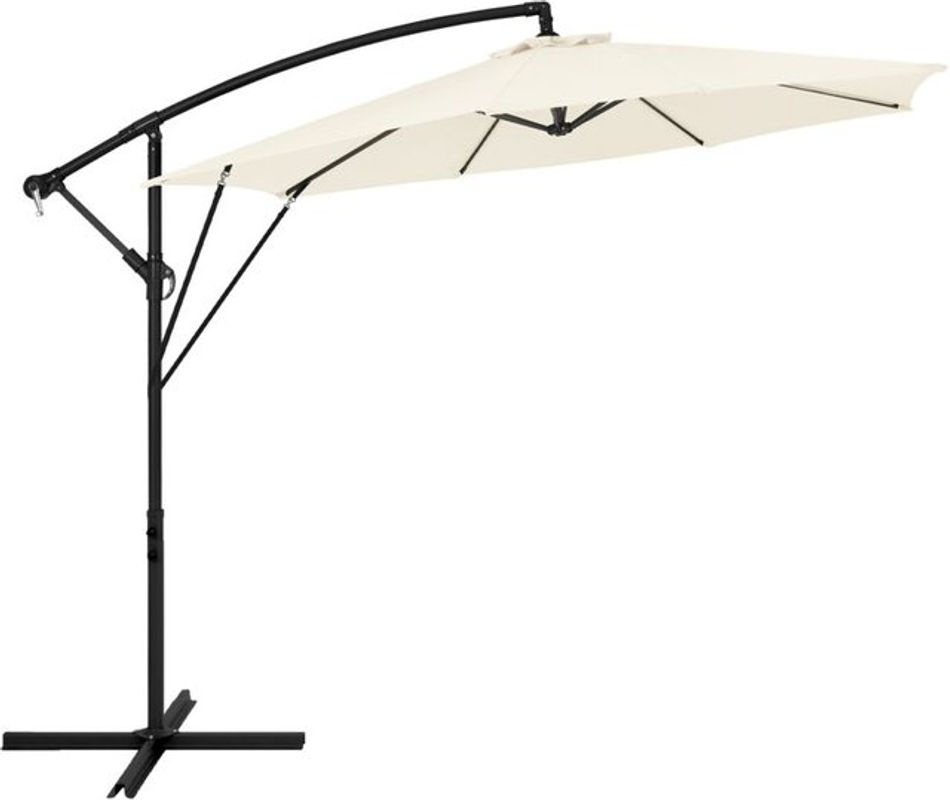 ML-Design Ampelschirm Beige Ø 300 cm mit 360° Drehung, Kurbel, Abdeckung und Ständer aus Aluminium und Polyester - Bild 2