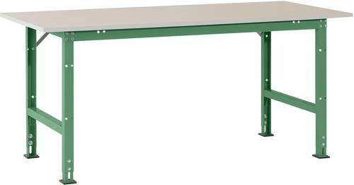 Manuflex PACKPOOL Standard Packtisch mit Melaminplatte in Resedagrün, B/T/H: 200 x 80 x 76-87 cm - Bild 1