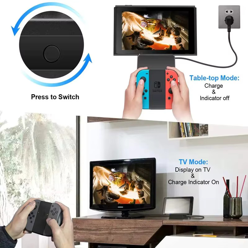 5 in 1 4K HDMI Adapter und Ladestation für Nintendo Switch 1 und 2 in Schwarz - Bild 3