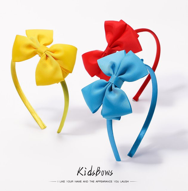 3 Haarschleifen mit Haarbändern, Grosgrain Band, Kinder - Bild 1