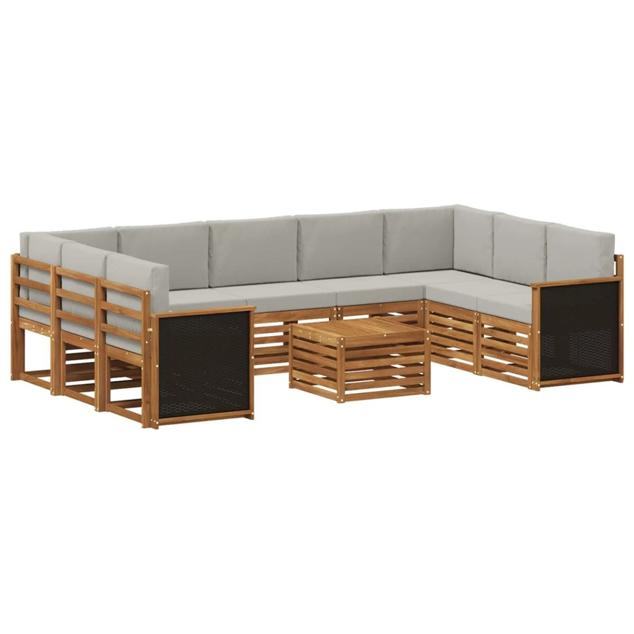 vidaXL Sofagarnitur aus Massivholz Akazie im modernen Latten-Design mit Armlehnen - Bild 2
