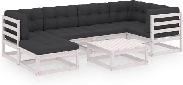 vidaXL 7-tlg Garten-Lounge-Set aus Kiefer Massivholz in L-Form mit Kissen und Couchtisch - Bild 1