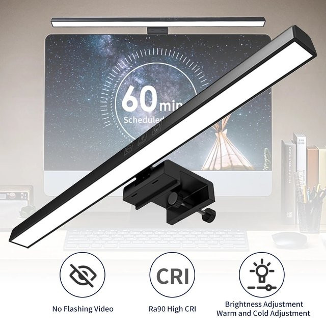 GGBEE LED-Monitor-Lichtleiste in Schwarz, dimmbare USB-Bildschirmleuchte für Home-Office und Studium - Bild 1