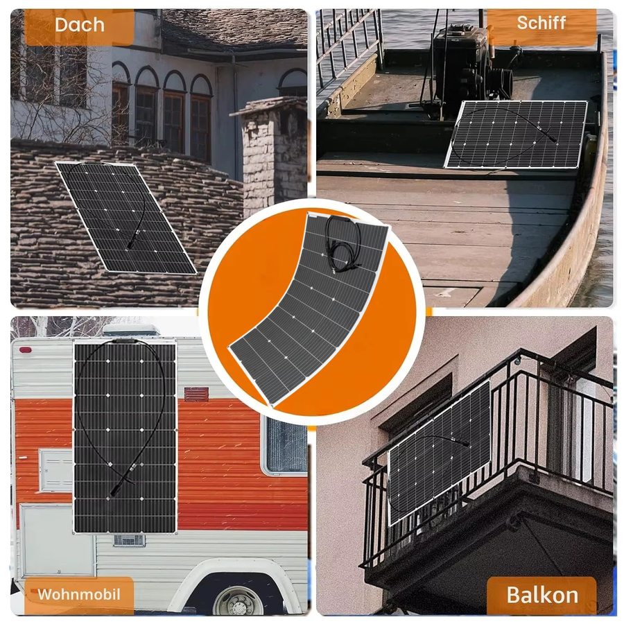 JINGYANGPV 100W PET Flexibles Monokristallines Solarmodul Tragbares Solarladegerät in Schwarz für Wohnmobile Camping Yachten und Outdoor-Batterieversorgung - Bild 6