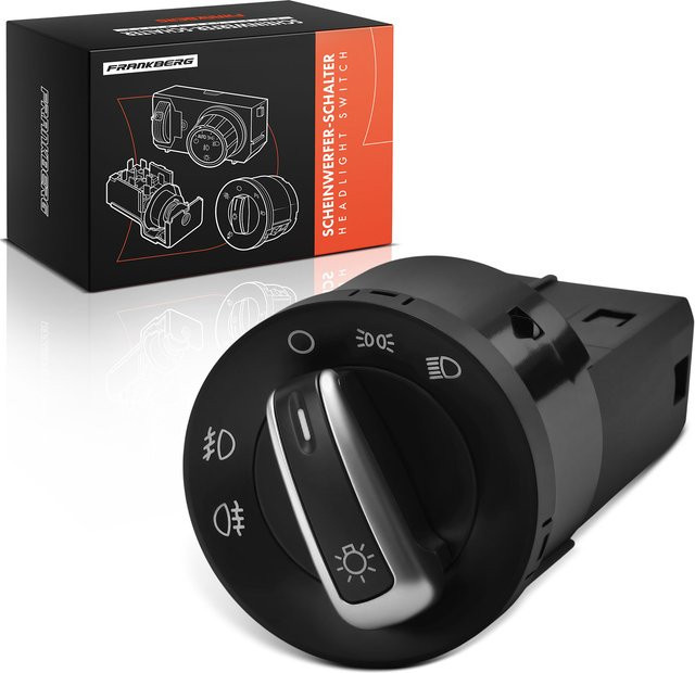Frankberg Lichtschalter Hauptschalter in Schwarz für Seat Alhambra, Bora, Caddy III und Golf IV - Bild 1