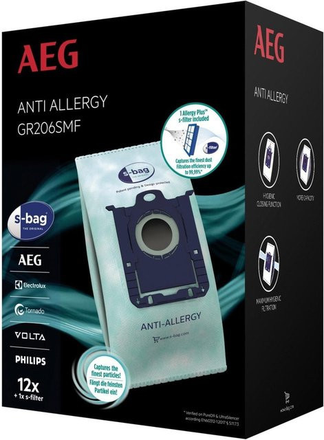 Electrolux s-bag Anti-Allergy Staubsaugerbeutel GR206SMF mit 1 Allergie-Plus S-Filter in Weiß - Bild 1
