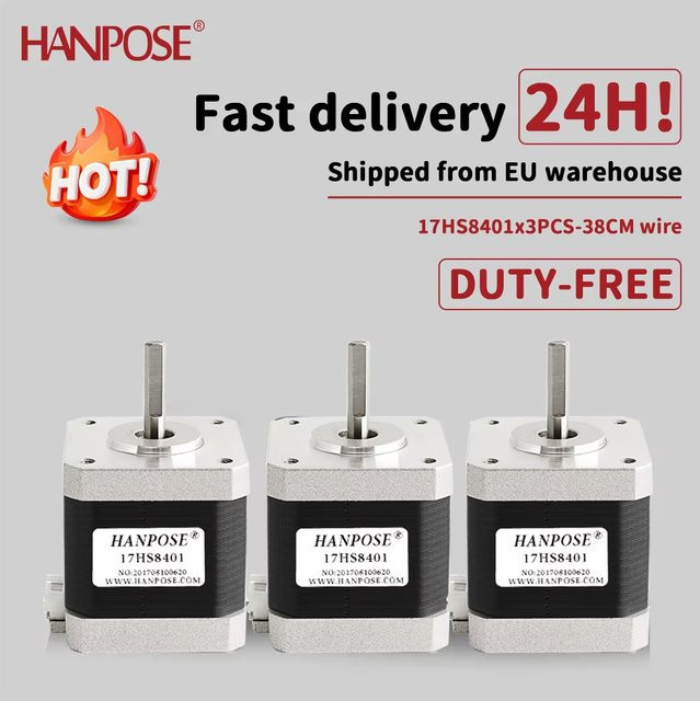 HANPOSE Schrittmotor Nema 17 17HS8401 4-Leiter 52N.cm 48mm 1,8A 42mm für 3D-Drucker 3er-Set - Bild 1