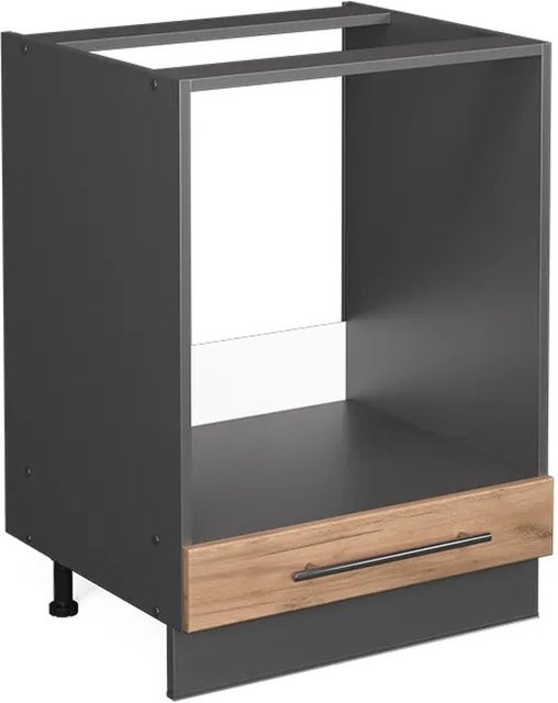 Vicco Herdumbauschrank Fame-Line Küchenschrank in Anthrazit und Eiche mit Softclose-Scharnieren, Breite: 60 cm, Höhe: 82 cm, Tiefe: 52 cm - Bild 2